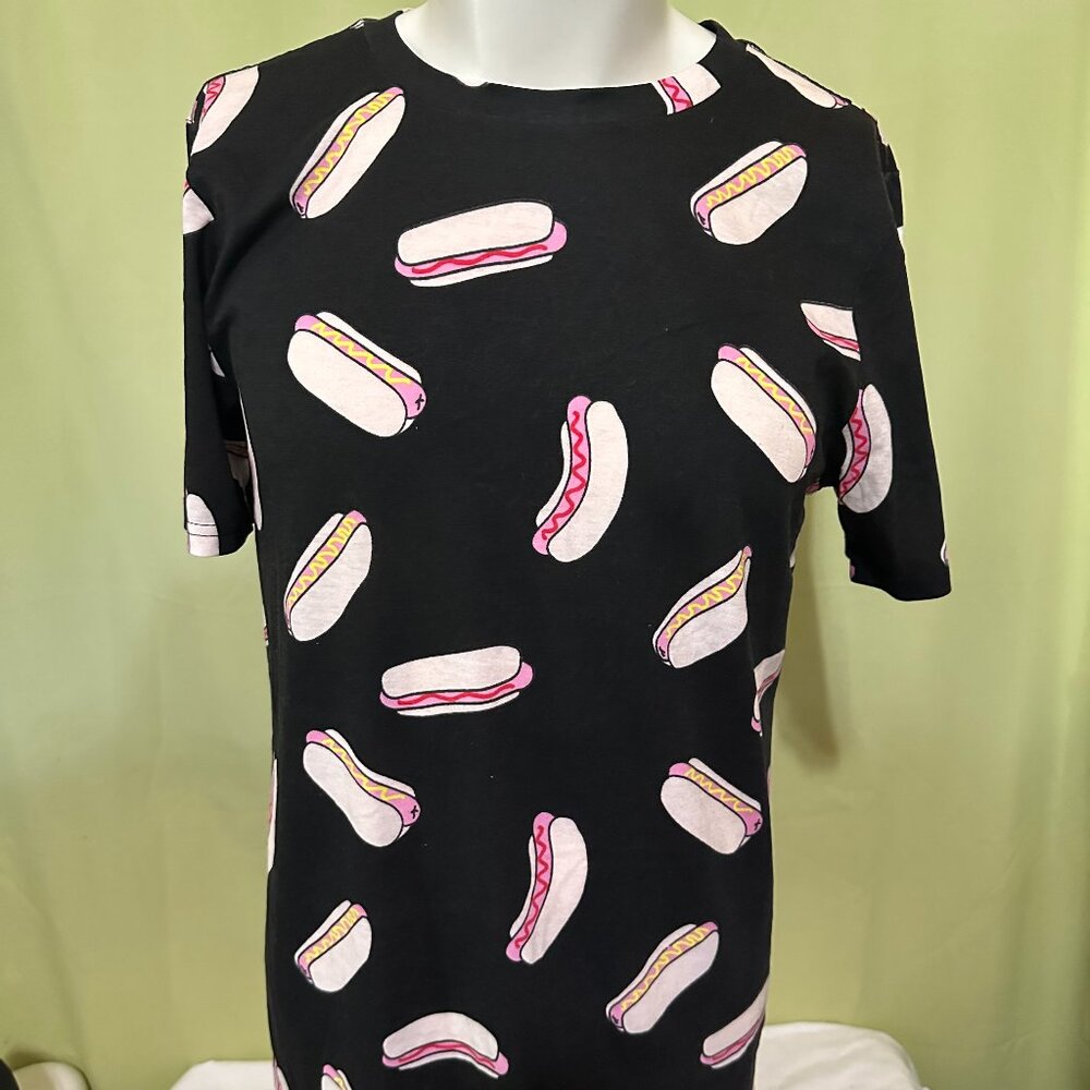 NWOT City Streets Hot Dog Design Men's Black T Shirt Medium